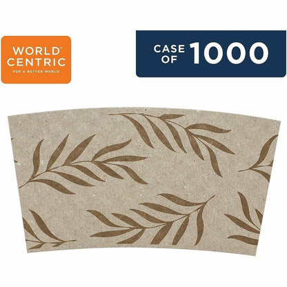 World Centric Cup Sleeve - 2.2" Width x 0" Height x 4.3" Length - Beige, Natural - Paper - 500/Pack - 2 / Carton