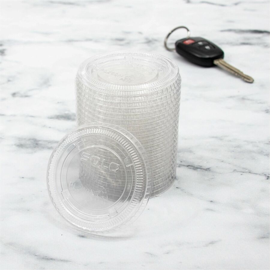 Solo 2 oz (59.1 mL) Clear Lid - 2.6" Diameter - Polyethylene Terephthalate (PET) - Clear - 1 Carton