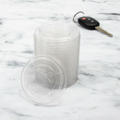 Solo 2 oz (59.1 mL) Clear Lid - 2.6" Diameter - Polyethylene Terephthalate (PET) - Clear - 1 Carton