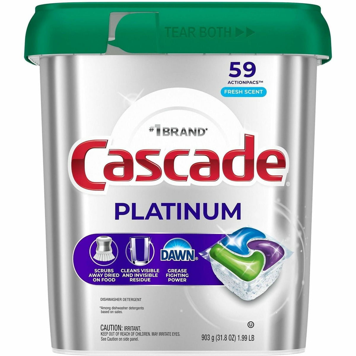 Cascade Platinum ActionPacs - For Glassware, Dish, Dishwasher - Pod - Recommended For: Residue Remover, Dried-on Food Re