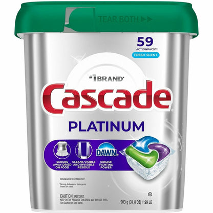 Cascade Platinum ActionPacs - For Glassware, Dish, Dishwasher - Pod - Recommended For: Residue Remover, Dried-on Food Re