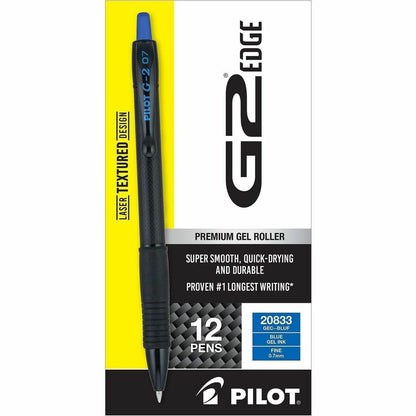 G2 Edge Gel Pen - 0.7 mm Fine Pen Point - Refillable - Retractable - Blue Ink - Gel-based - Black, Blue Barrel - Tungste