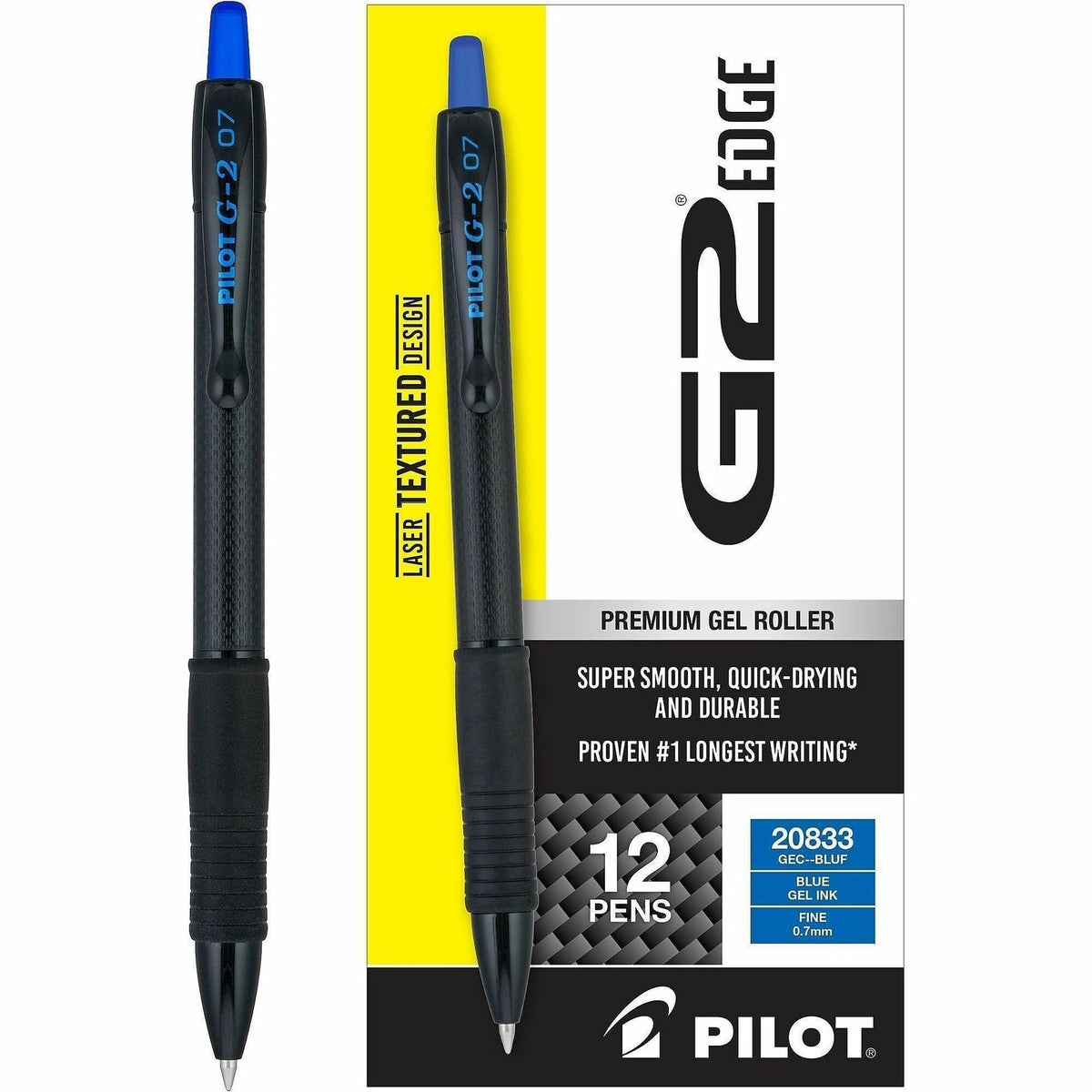 G2 Edge Gel Pen - 0.7 mm Fine Pen Point - Refillable - Retractable - Blue Ink - Gel-based - Black, Blue Barrel - Tungste