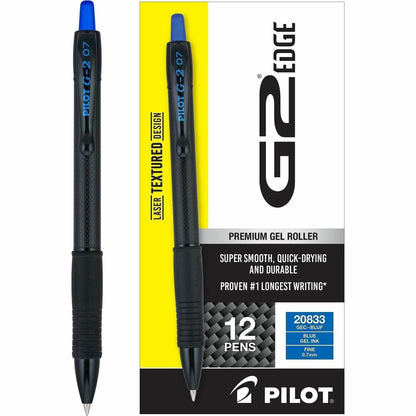 G2 Edge Gel Pen - 0.7 mm Fine Pen Point - Refillable - Retractable - Blue Ink - Gel-based - Black, Blue Barrel - Tungste