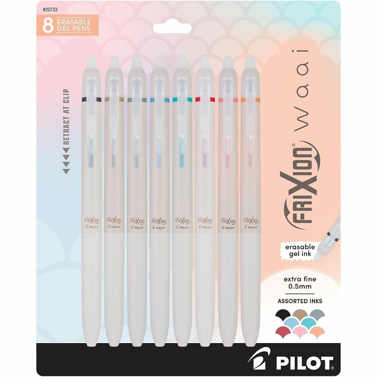 Pilot FriXion Waai Pen Collection - 0.5 mm Extra Fine Pen Point - Retractable - Erasable - 8 / Pack