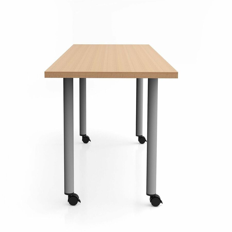 Safco Jurni Multi-Purpose Table with Post Leg & Casters - Laminated Top - Powder Coated Post Leg Base - 1 Each