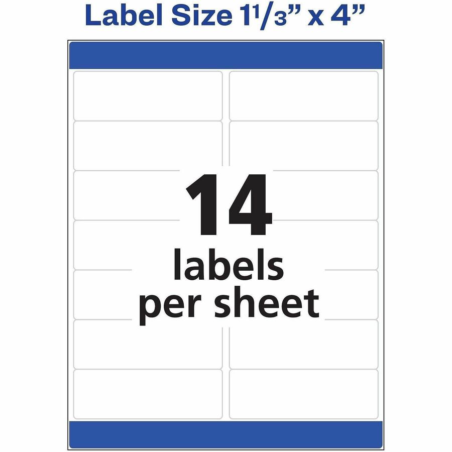 Avery® Easy Peel Address Labels, 1-1/3" x 4" , 1,400 Labels (8462) - x 1 21/64" Width x 4" Length - Permanent Adhesive -