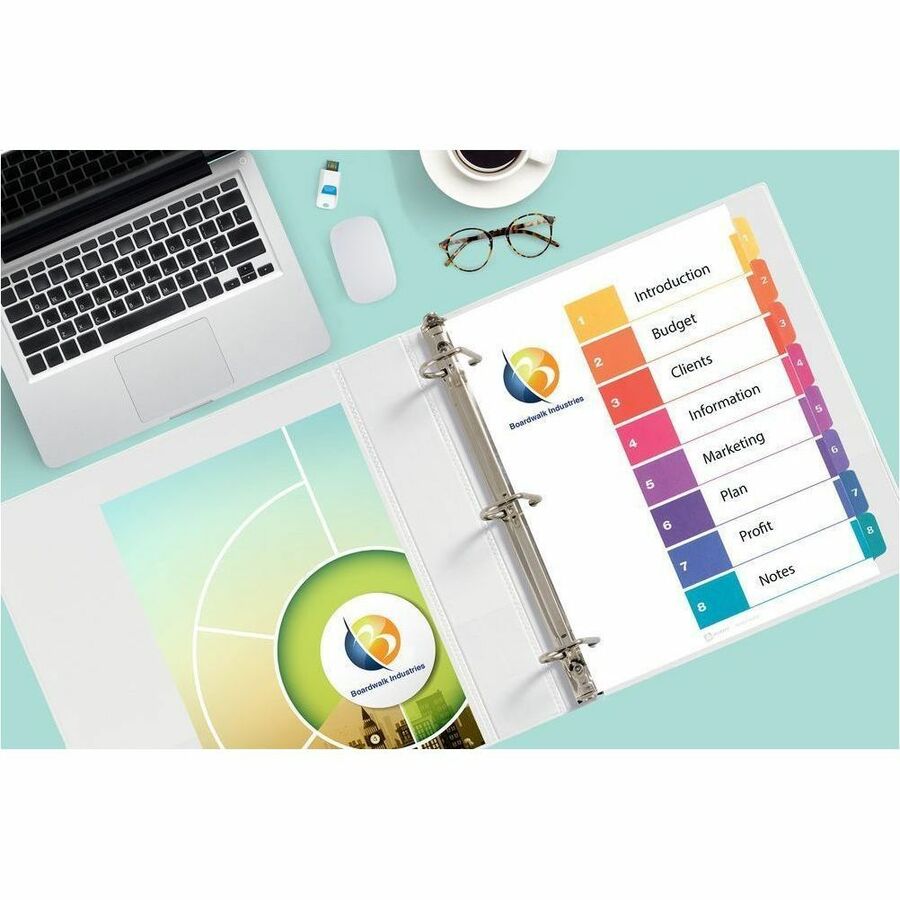 Avery Ready Index Table of Contents Dividers - 8 x Divider(s) - 8 Printed Tab(s) - Digit - 1-8 - 8 Tab(s)/Set - 1 Set