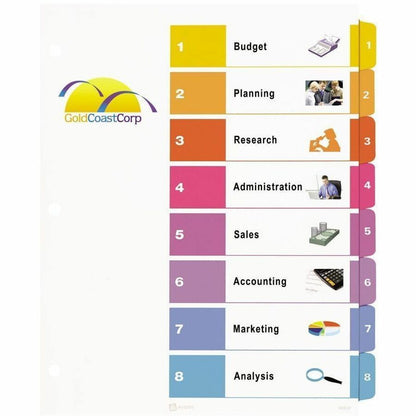 Avery Ready Index Table of Contents Dividers - 8 x Divider(s) - 8 Printed Tab(s) - Digit - 1-8 - 8 Tab(s)/Set - 1 Set