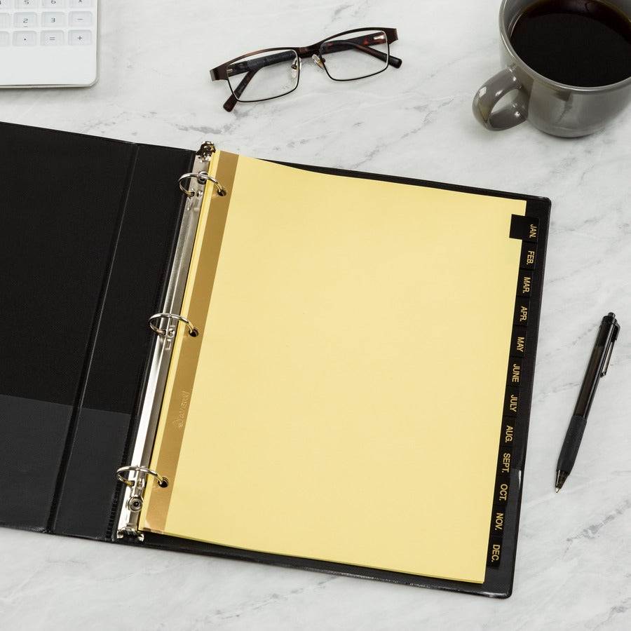 Avery® Tab Divider - 12 x Divider(s) - Jan-Dec - 12 Tab(s)/Set - 8.5" Divider Width x 11" Divider Length - 3 Hole Punche