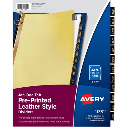 Avery® Tab Divider - 12 x Divider(s) - Jan-Dec - 12 Tab(s)/Set - 8.5" Divider Width x 11" Divider Length - 3 Hole Punche