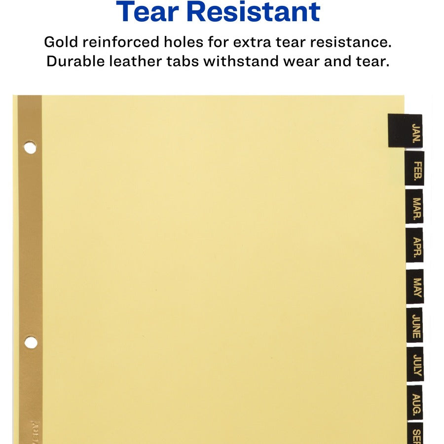Avery® Tab Divider - 12 x Divider(s) - Jan-Dec - 12 Tab(s)/Set - 8.5" Divider Width x 11" Divider Length - 3 Hole Punche