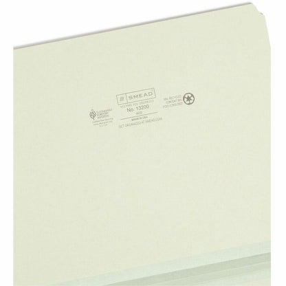 Smead Straight Tab Cut Letter Recycled Top Tab File Folder - 8 1/2" x 11" - 1" Expansion - 25 pt. - Pressboard - Gray, G