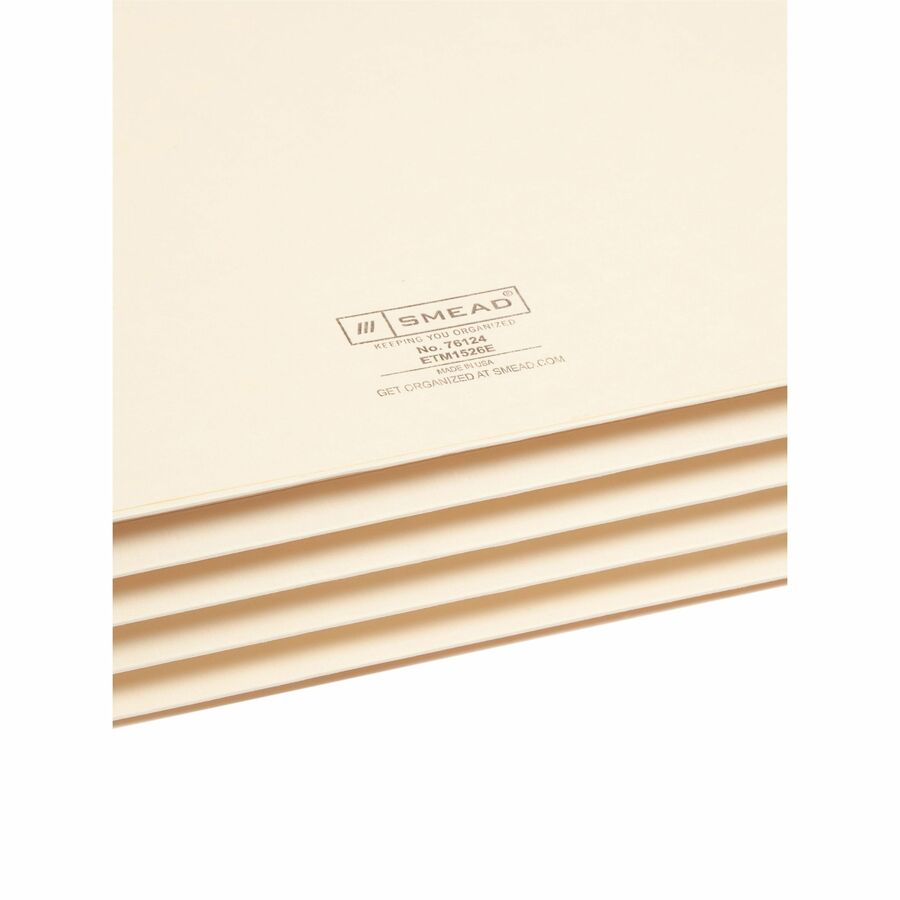 Smead Straight Tab Cut Legal Recycled File Pocket - 8 1/2" x 14" - 3 1/2" Expansion - 2 Plys - Manila - Tear Proof - 10%