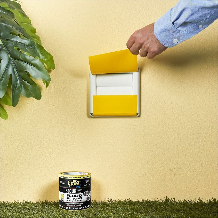 FLEX SEAL Tape Flood Protection - 20 ft Length x 7.50" Width - Yellow - Water Proof - For Nonporous Surface, Smooth Surf
