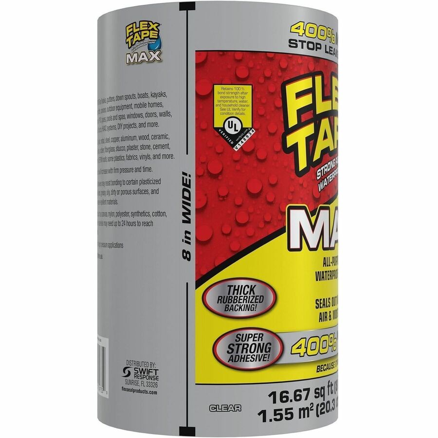 FLEX SEAL Repair Tape - 25 ft Length x 8" Width - Clear - 3 / Carton