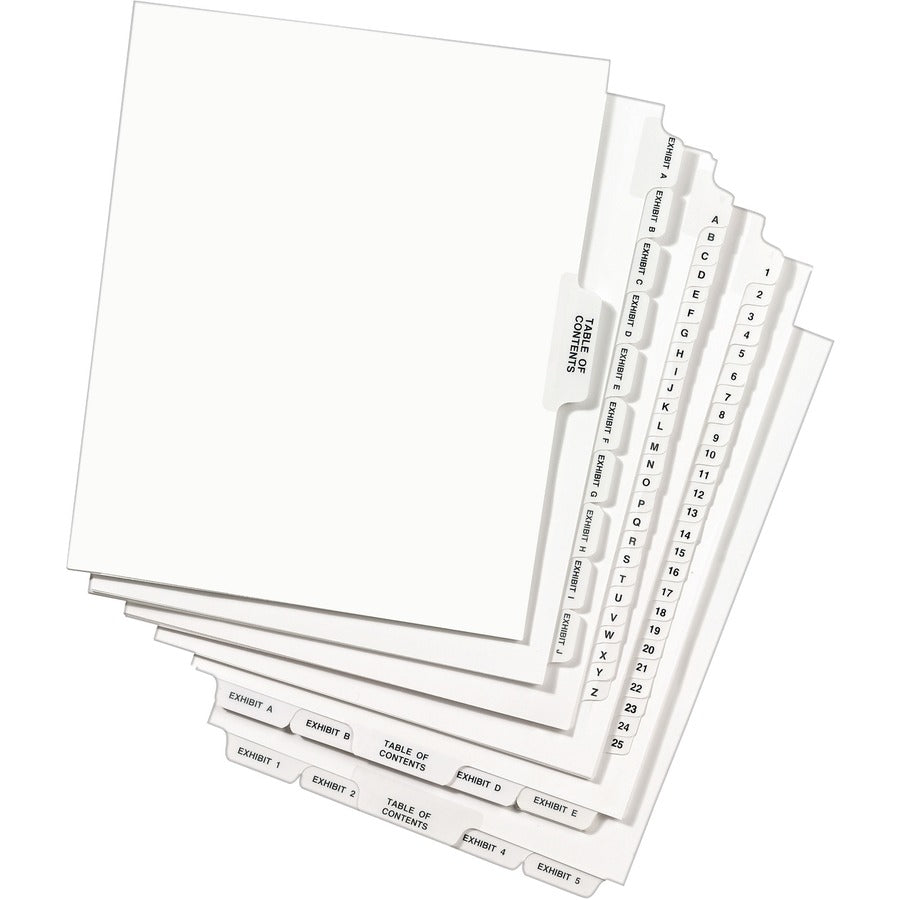 Avery® Index Divider - 1 x Divider(s) - Side Tab(s) - 1-25, Table of Contents - 26 Tab(s)/Set - 8.5" Divider Width x 11"