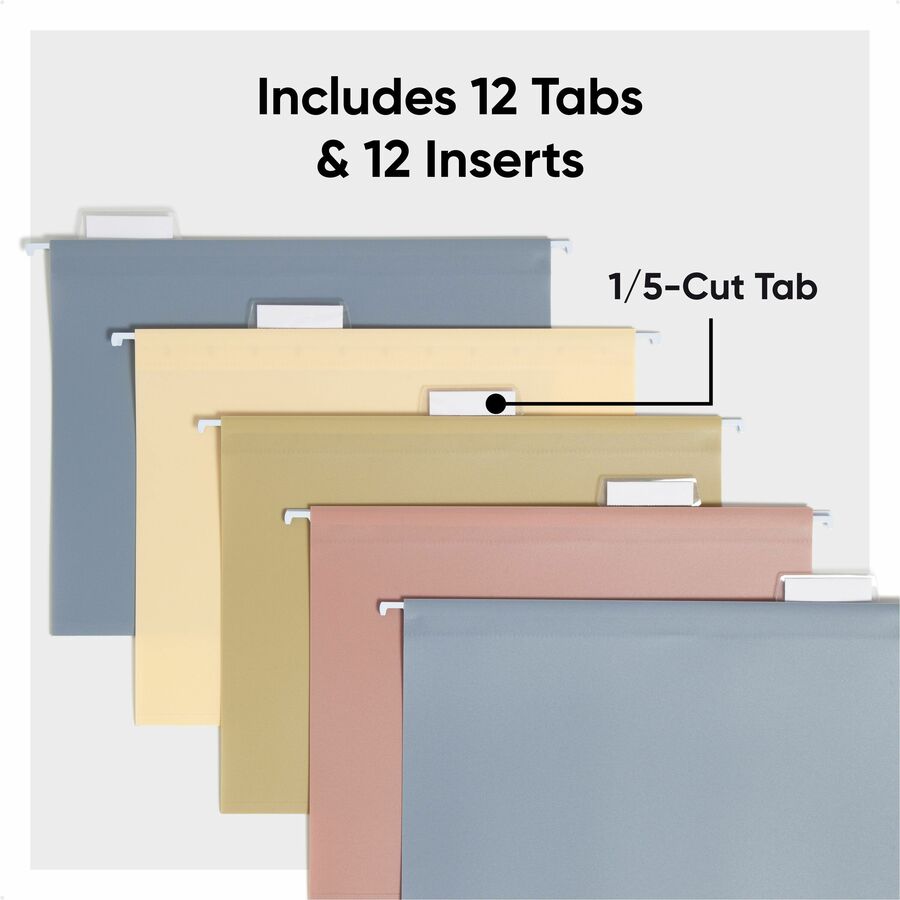Smead 1/5 Tab Cut Letter Hanging Folder - 8 1/2" x 11" - 100 Sheets Capacity - 1/2" Expansion - Assorted Tab Position - 