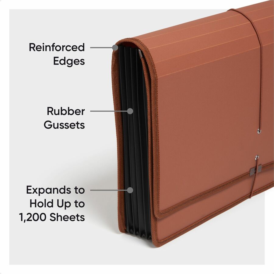 Smead TUFF Legal File Wallet - 8 1/2" x 14" - 1200 Sheets Capacity - 5 1/4" Expansion - Poly, Plastic, Rubber - Redrope 