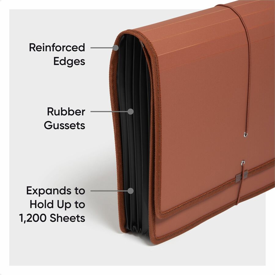 Smead TUFF Letter File Wallet - 8 1/2" x 11" - 1200 Sheets Capacity - 5 1/4" Expansion - Poly, Plastic, Rubber - Redrope