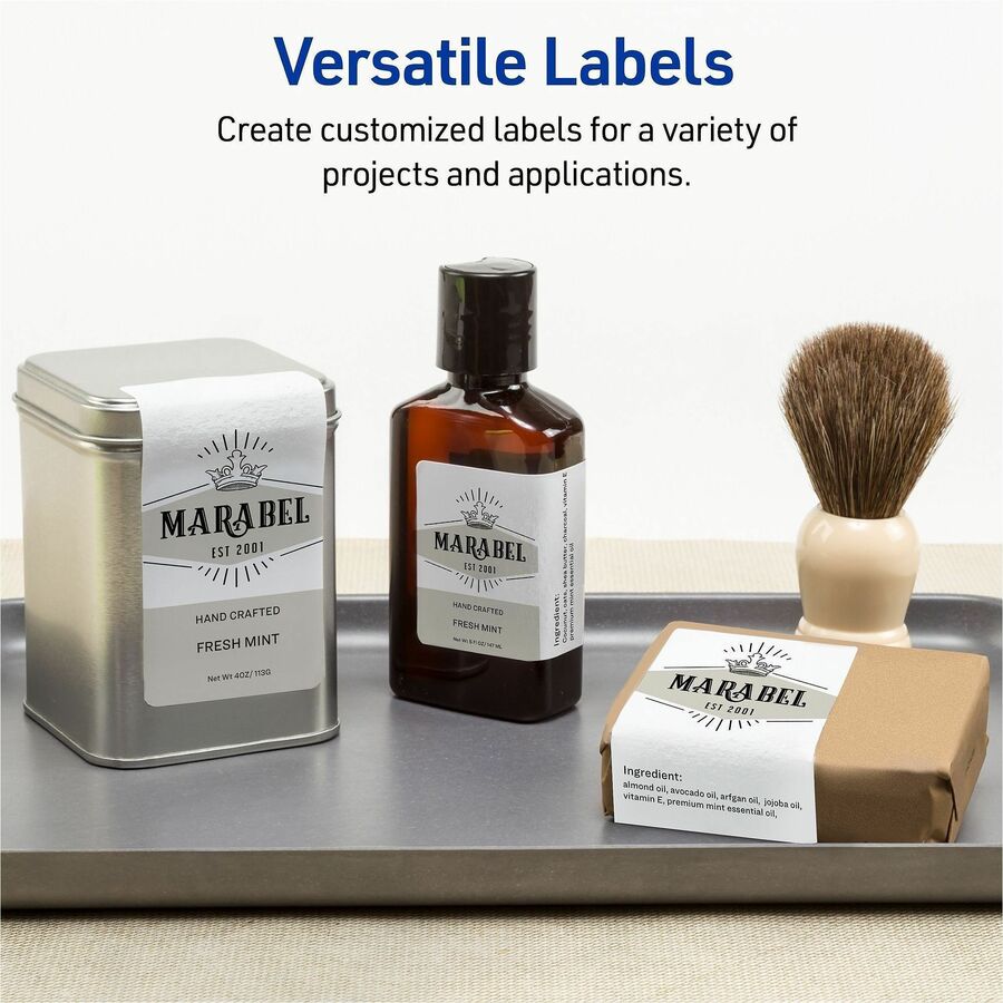 Avery Matte White Rectangular Labels - x 3" Width x 2" Length - Rectangle - Inkjet, Laser - Matte - Matte White - 8 / Sh