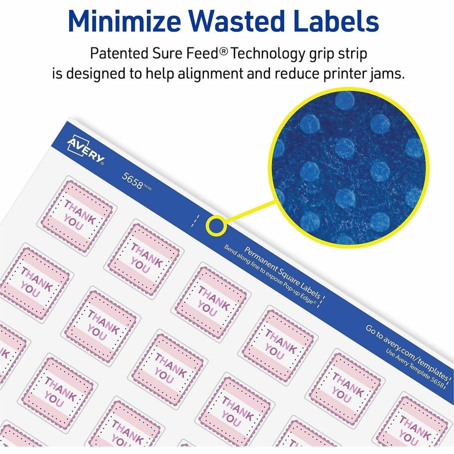 Avery Matte White Square Labels - x 1" Width x 1" Length - Square - Inkjet, Laser - Matte - Matte White - 48 / Sheet - 1