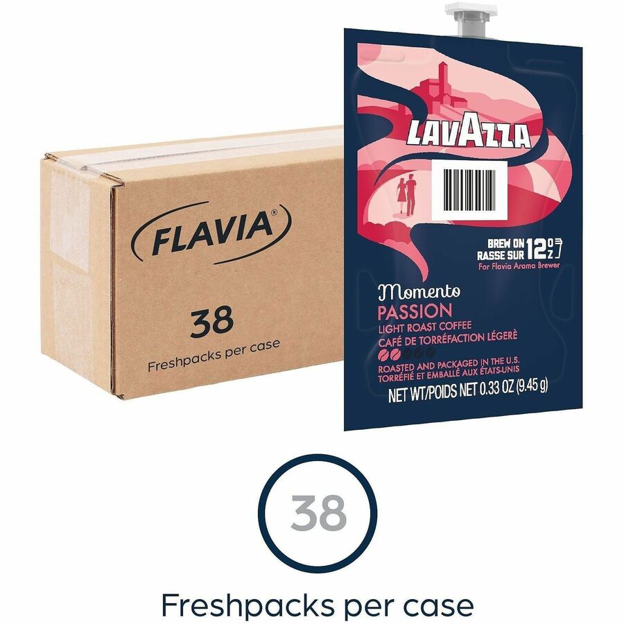 Flavia Freshpack Momento Series Freshpack Coffee - Compatible with Flavia Aroma - Light - Freshpack - Passion - 38 / Car