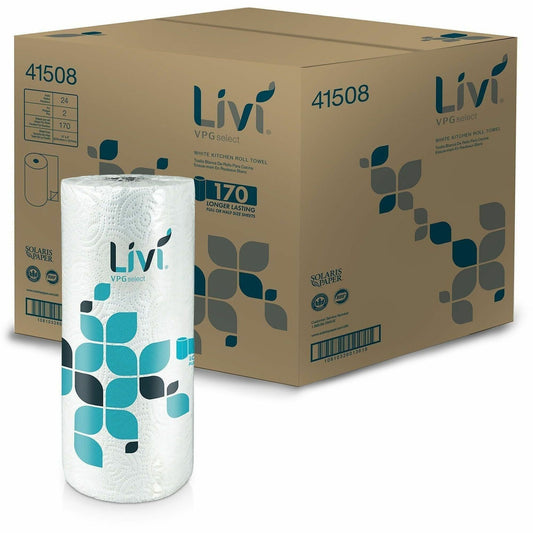 Livi VPG Select Kitchen Paper Towels - 2 Ply - 5" Width x 11" Length - 170 Sheets/Roll - 1 49/64" Core - Wheel Embossed 