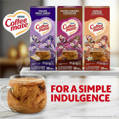Coffee mate Liquid Creamer Singles - Italian Sweet Creme, Salted Caramel Chocolate, Vanilla Caramel, Rich Gelato Flavor 