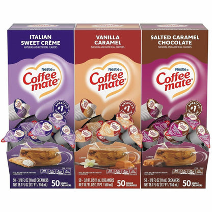Coffee mate Liquid Creamer Singles - Italian Sweet Creme, Salted Caramel Chocolate, Vanilla Caramel, Rich Gelato Flavor 