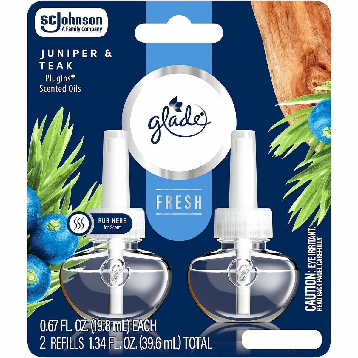 Glade PlugIns Juniper & Teak Refills - Plug-in - Phthalate-free, Paraben-free, Formaldehyde-free, Nitro Musk Free - 2 / 