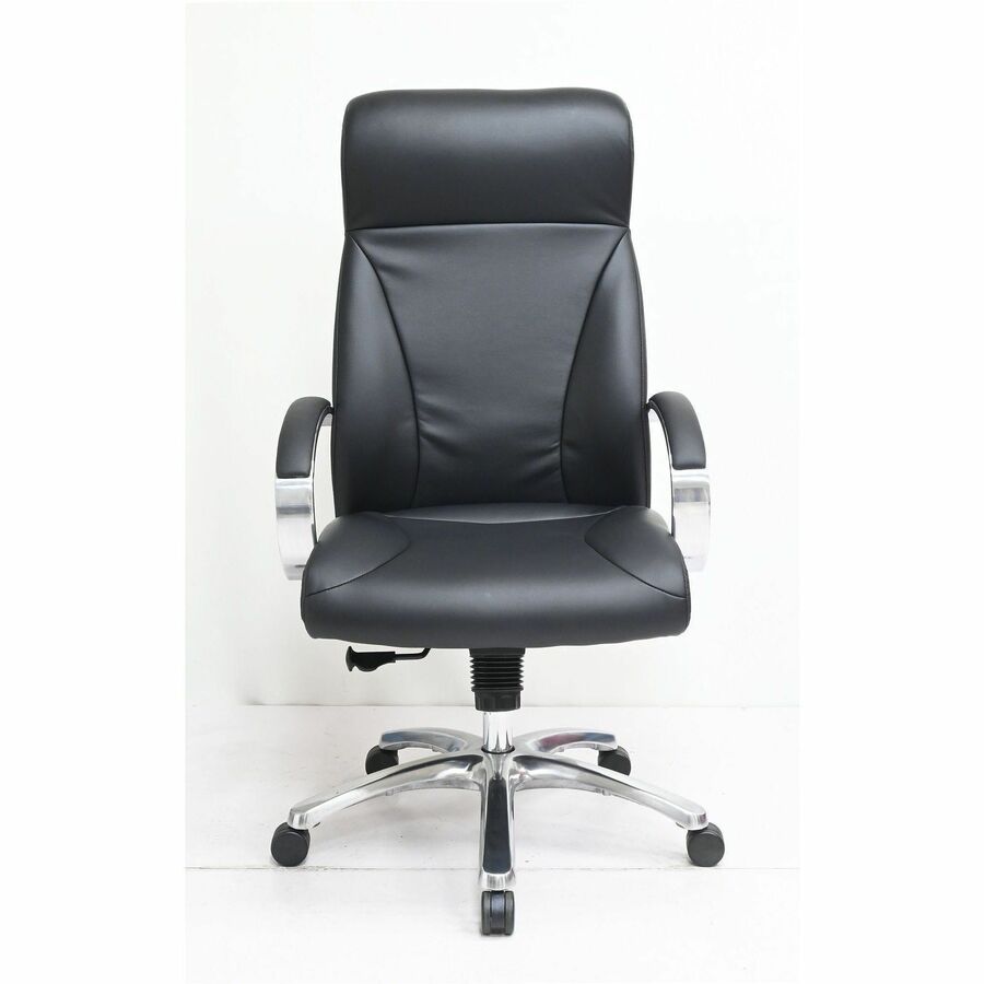 Lorell Pike High Back Executive Chair - High Back - Black - Polyurethane - Armrest - 1 Each