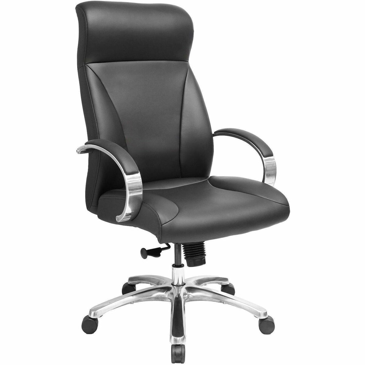 Lorell Pike High Back Executive Chair - High Back - Black - Polyurethane - Armrest - 1 Each
