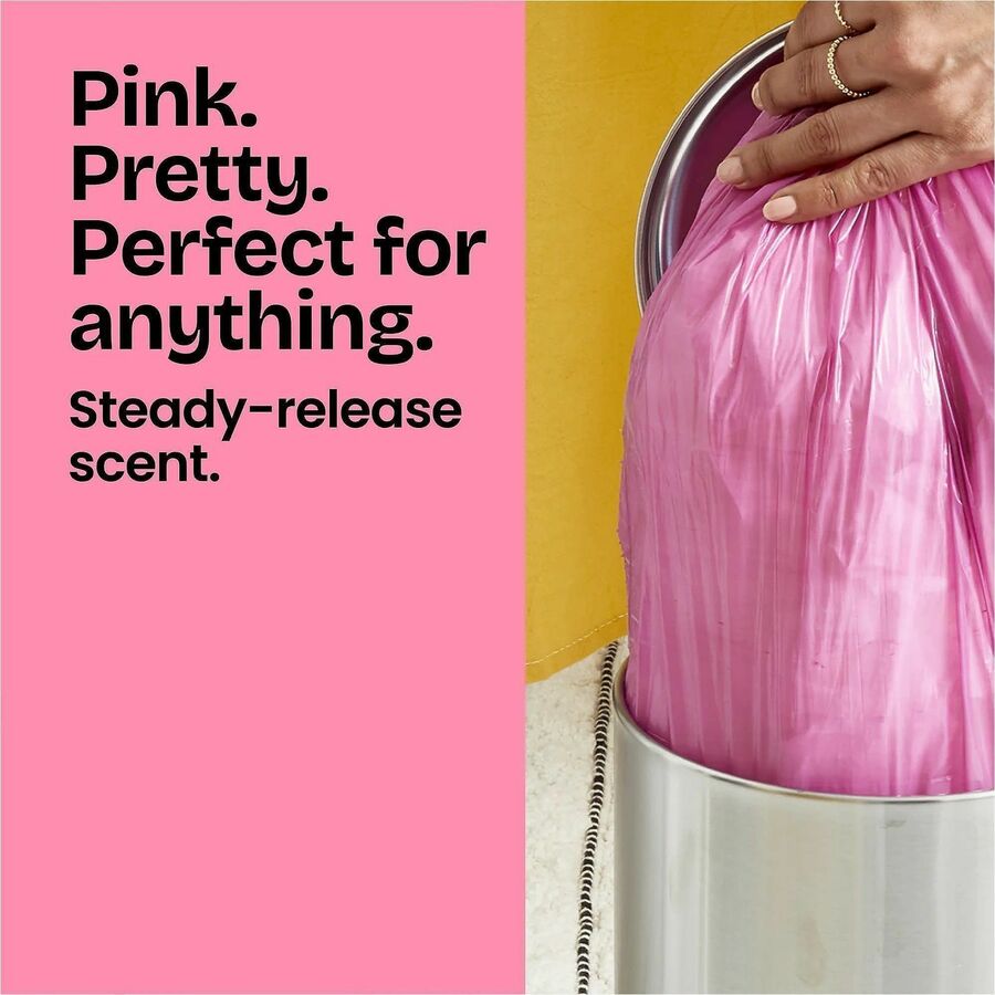 Glad Odorshield Small Drawstring Trash Bags - Cherry Blossom - Small Size - 4 gal Capacity - 18" Length x 17" Width - Dr