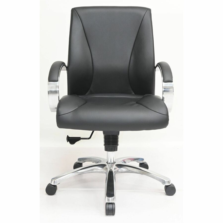 Lorell Pike Mid-Back Executive Chair - Mid Back - Black - Polyurethane - Armrest - 1 Each