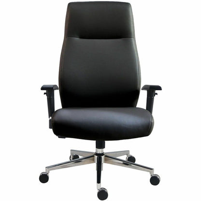 Lorell Fuerte Executive High-Back Chair with Adjustable Arms - High Back - Black - Poly, Polyurethane - Armrest - 1 Each