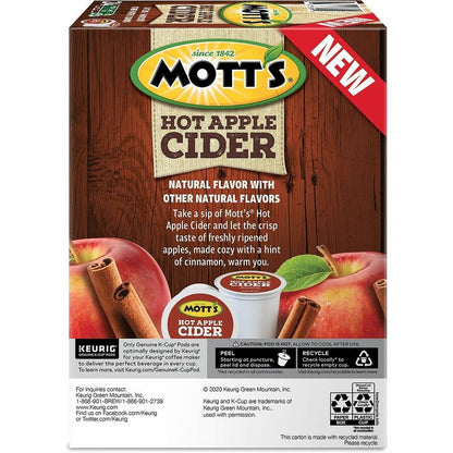 Mott's® K-Cup Hot Apple Cider - Concentrate - 8 fl oz (237 mL) - Apple Cider, Natural - 24/Box - 4 / Carton