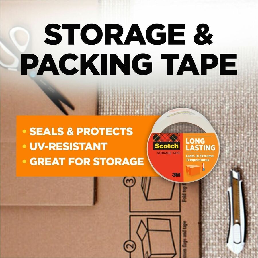 Scotch Long-Lasting Storage Packing Tape - 54.60 yd Length x 1.88" Width - Transparent - Weather Resistant, Temperature 