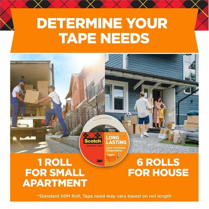 Scotch Long-Lasting Storage Packing Tape - 54.60 yd Length x 1.88" Width - Transparent - Weather Resistant, Temperature 