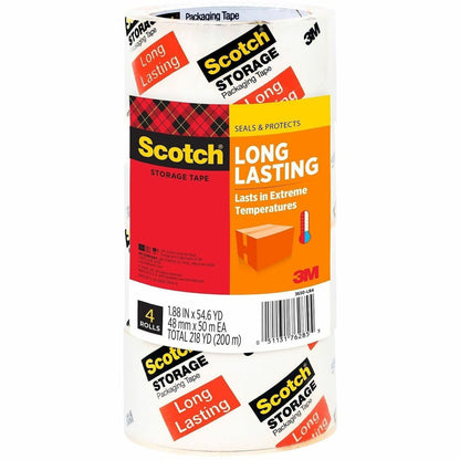 Scotch Long-Lasting Storage Packing Tape - 54.60 yd Length x 1.88" Width - Transparent - Weather Resistant, Temperature 