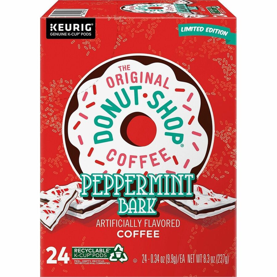 The Original Donut Shop® K-Cup Green Mountain Peppermint Bark Coffee - Compatible with Keurig Brewer - Light - K-Cup - P
