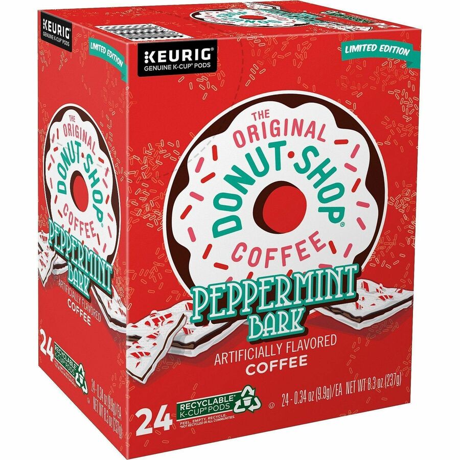 The Original Donut Shop® K-Cup Green Mountain Peppermint Bark Coffee - Compatible with Keurig Brewer - Light - K-Cup - P