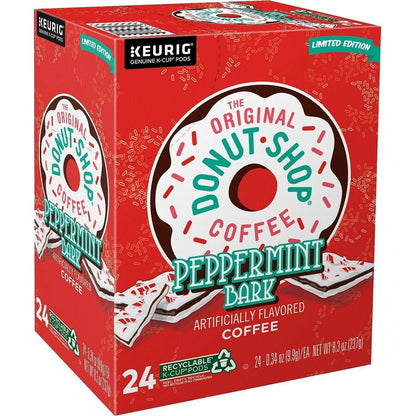 The Original Donut Shop® K-Cup Green Mountain Peppermint Bark Coffee - Compatible with Keurig Brewer - Light - K-Cup - P