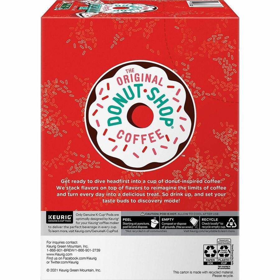 The Original Donut Shop® K-Cup Green Mountain Peppermint Bark Coffee - Compatible with Keurig Brewer - Light - K-Cup - P
