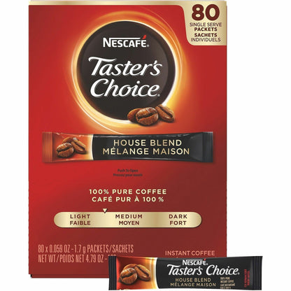 Taster's Choice Instant Original Coffee Packets - Mild - 80 Stick - Instant - House Blend, Original - 6 / Carton