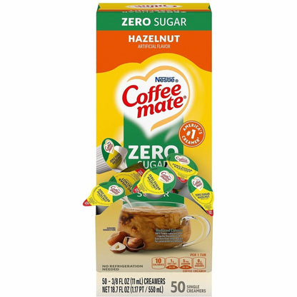 Coffee mate Liquid Creamer Singles - Hazelnut Flavor - 0.02 lb (0.37 oz) - 1 Serving - 50 Singles/Box - 4 / Carton