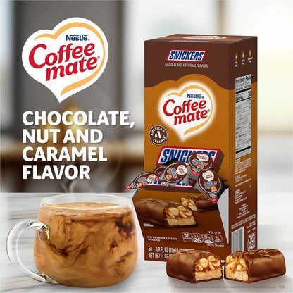 Coffee mate Creamer Snickers Flavor Singles - Chocolate, Nut, Caramel, Snickers Flavor - 0.38 fl oz (11 mL) - 1 Serving 