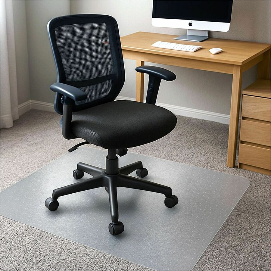 Floortex Cleartex TrYlok Chair Mat - Carpeted Floor, Chair, Indoor, Low Pile - 47" Length x 35" Width - Rectangular - Cl