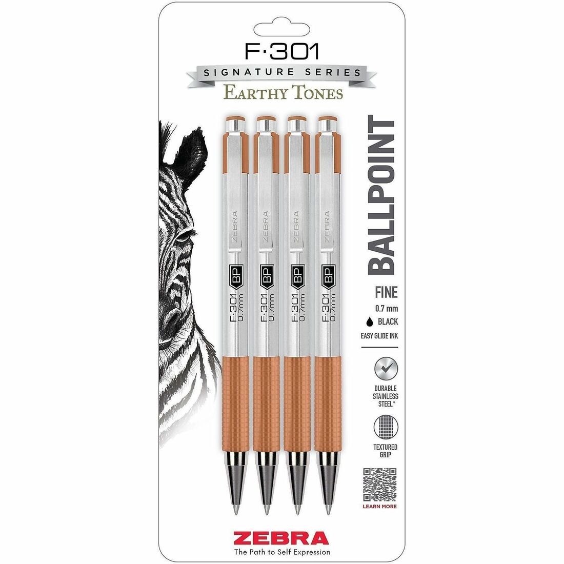 Zebra Pen F-301 EarthyTones Retractable Ballpoint Pens - 0.7 mm Fine Pen Point - Refillable - Retractable - Black Ink - 