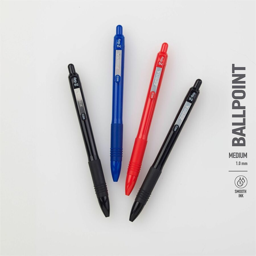 Zebra Pen Z-Grip Recycled Retractable Ballpoint Pens - 1 mm, Medium Pen Point - Retractable - Blue Ink - School, Home, J